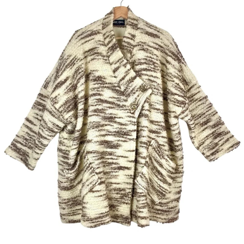 Lauren Vidal Paris Wool Blend Coat Size M Women’s Oversized Jacket Boho Western - Picture 2 of 11